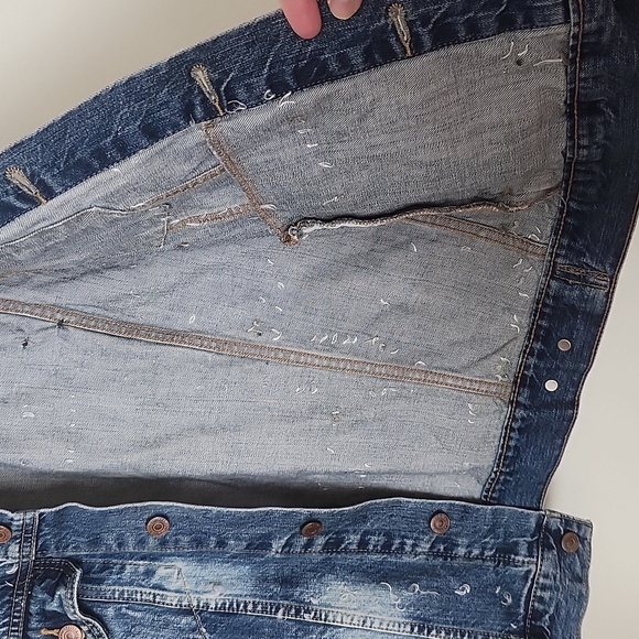 Levi's denim vest, punk grunge silver spikes distressed, button down, unisex - Picture 5 of 8